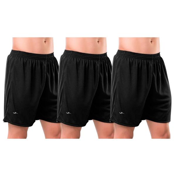 Imagem de Kit 3 Bermudas Masculinas Academia Treino Preto Básico Verão Praia Calção Musculação Futebol Elite