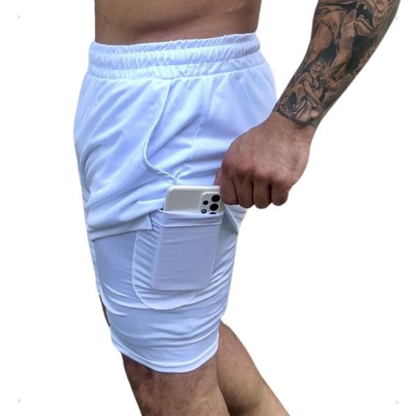 Imagem de Kit 3 Bermudas Short Duplo Esportivo Academia Bolso Celular