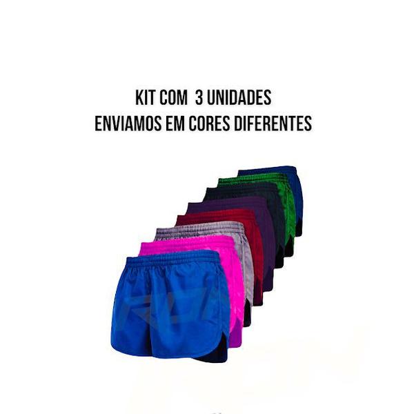 Imagem de Kit 3 Bermudas Shorts Femininos Academia Corrida Coloridos 55