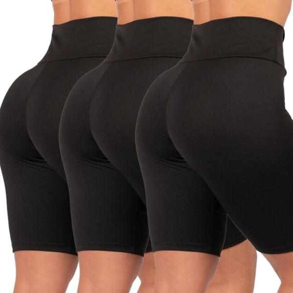 Imagem de Kit 3 Bermudas Shorts Legging Academia Ciclista Cintura Alta