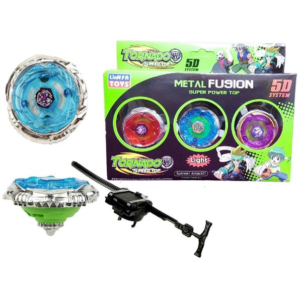 Imagem de Kit 3 Beyblade Metal C/Luz Led Speed Light + Lançador