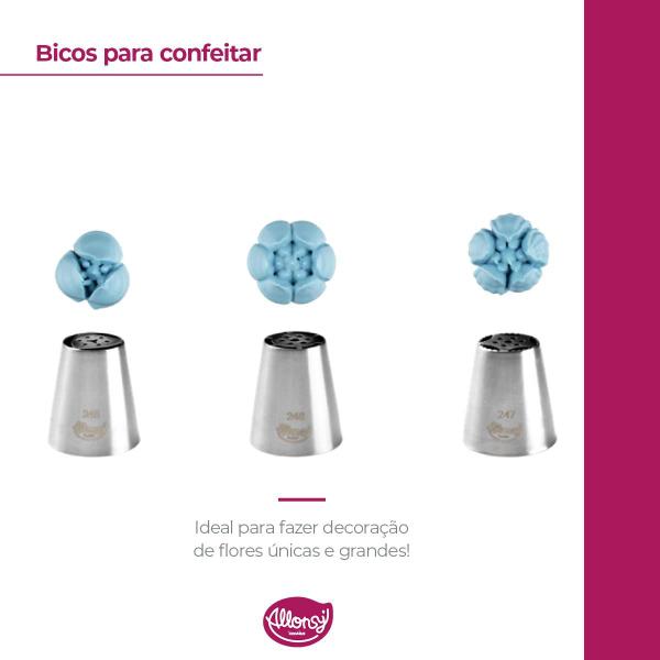 Imagem de Kit 3 Bicos de confeiteiro Russo Flor Nº245, Nº 246, Nº 247