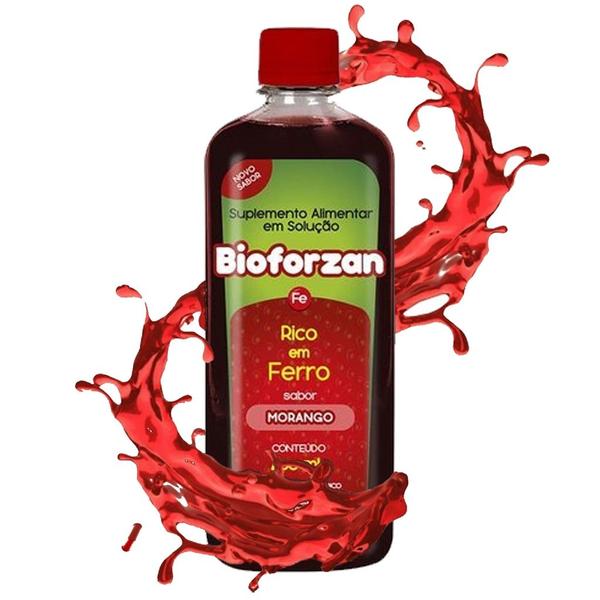 Imagem de Kit 3 Bioforzan Morango Rico Em Ferro Energia Apetite e Disposição 400ml Arte Nativa