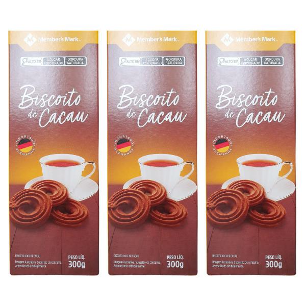 Imagem de Kit 3 Biscoito Alemão Bolacha Doce Cacau Chocolate 300 gr