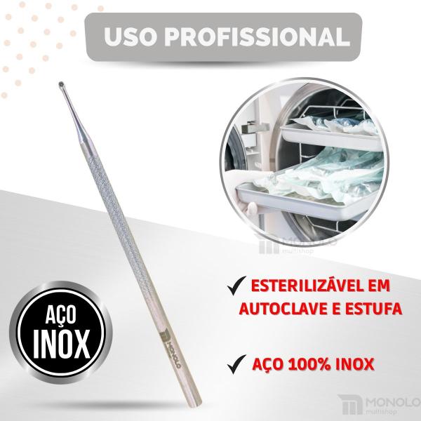 Imagem de Kit 3 Bisturi Cureta 261 Removedor Cutícula Unha Manicure Podologia Profissional Aço Inox Monolo