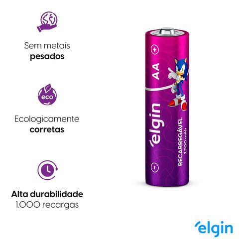 Imagem de Kit 3 Blister Pilha Recarregável Aa 2700mah C/4 Elgin Sonic