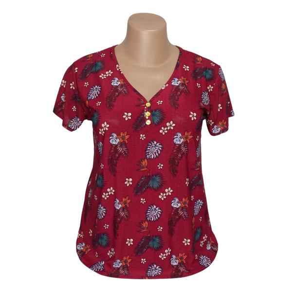 Imagem de Kit 3 Blusa Feminina Malha Fria Estampadas  Senhora Plus 