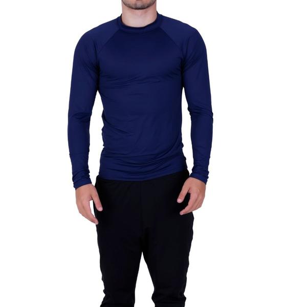 Imagem de Kit 3 Blusa Fitness Térmica Segunda Pele Proteção Solar UV 50+ - BLUSA UV AZUL ROYAL BRANCO CINZA