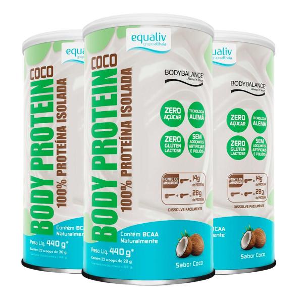 Imagem de Kit 3 Body Protein Equaliv 440g Coco