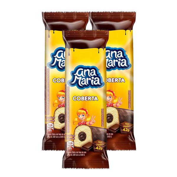 Imagem de Kit 3 Bolinho Ana Maria Cobertura de Chocolate com 42g