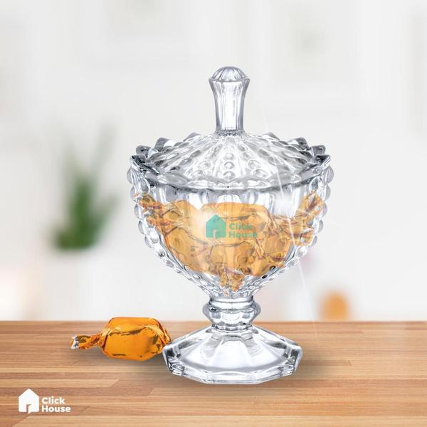 Kit 3 Bomboniere Potiche Baleiro Pote Vidro Porta Joias Decorativo Doces Decoração Redondo - Haüskraft Imagem de Kit 3 Bomboniere Potiche Baleiro Pote Vidro Porta Joias Decorativo Doces Decoração Redondo