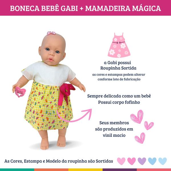 Imagem de Kit 3 Bonecas Bebê Gabi + Mamadeira Mágica