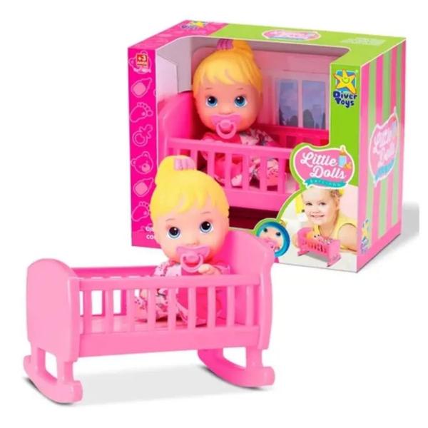 Imagem de Kit 3 Bonecas Little Dolls Baby Passeio Com Carrinho Balancinho Unicórnio e Bercinho - Divertoys