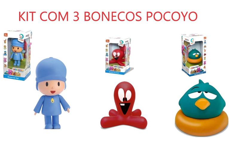 Imagem de Kit 3 Boneco Pocoyo + Fred + Sonequita Brinquedo