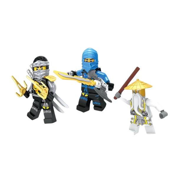 Imagem de Kit 3 Bonecos Colecionáveis Block Heroes Ninja - Polibrinq