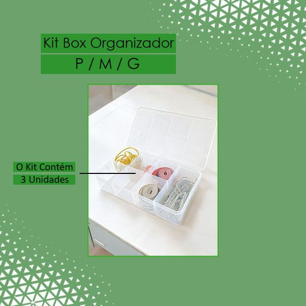 Imagem de Kit 3 Box Caixa Organizadora P M G Transparente Com Divisórias