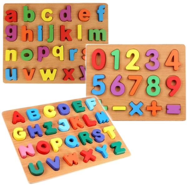 Imagem de Kit 3 Brinquedos Educativo Letras Minuscula Maiscula Números