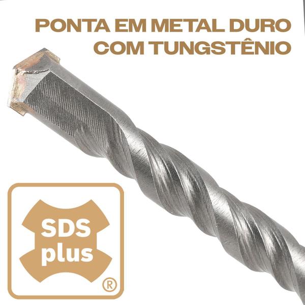 Imagem de Kit 3 Brocas Sds 6Mm X 260Mm Metal Duro Concreto Marteletes