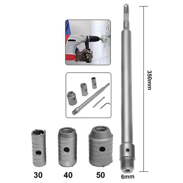 Imagem de Kit 3 Brocas Serra Copo Parede Concreto Laje 30 40 50 Mm