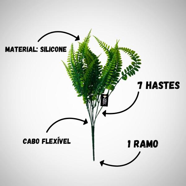 Imagem de Kit 3 Buquês de Samambaia Artificial: 7 Hastes por Planta para Decoração de Ambientes