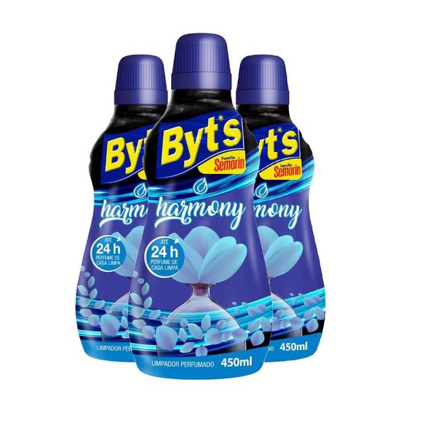 Kit 3 Byts Limpador Perfumado Harmony 450ml 24h de perfume - Semorin Imagem de Kit 3 Byts Limpador Perfumado Harmony 450ml 24h de perfume