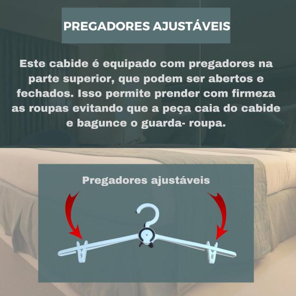 Imagem de Kit 3 Cabides Dobrável Multifuncional Organizador C/pregador