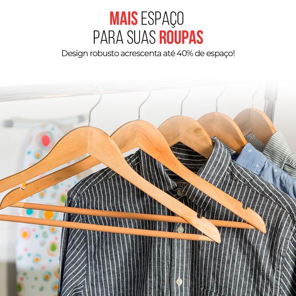 Imagem de Kit 3 Cabides Madeira Para Camisa E Calça Rayco