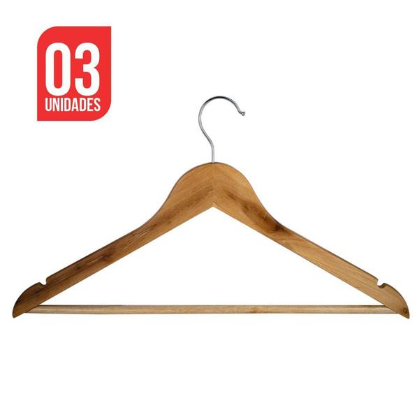 Kit 3 Cabides Madeira Para Camisa E Calça Rayco Imagem de Kit 3 Cabides Madeira Para Camisa E Calça Rayco