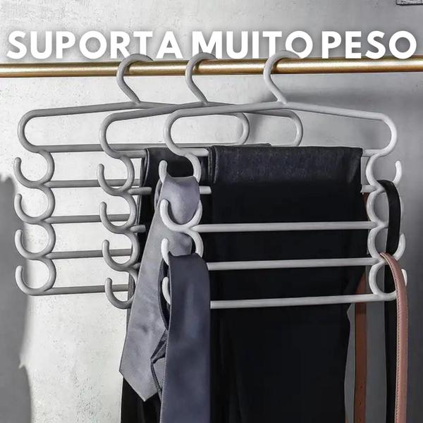 Kit 3 Cabides Multifuncional Calças 4 Divisórias Jeans Roupa Rosa - AUSHOPEXPRESS Imagem de Kit 3 Cabides Multifuncional Calças 4 Divisórias Jeans Roupa Rosa