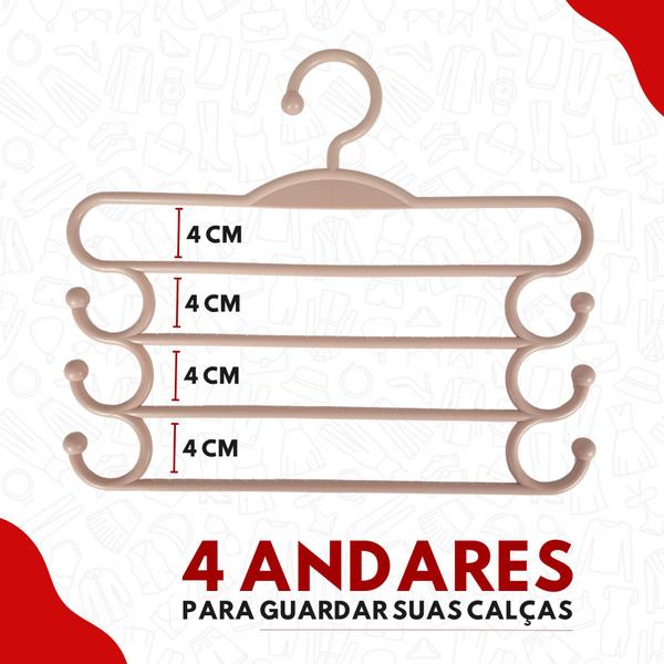 Kit 3 Cabides Multifuncional Calças 4 Divisórias Jeans Roupa Rosa - AUSHOPEXPRESS Imagem de Kit 3 Cabides Multifuncional Calças 4 Divisórias Jeans Roupa Rosa