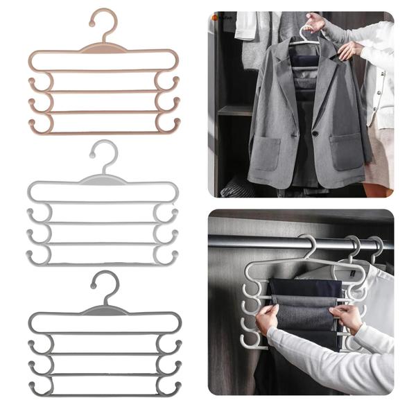 Kit 3 Cabides Multifuncional Calças 4 Divisórias Jeans Roupa Rosa - AUSHOPEXPRESS Imagem de Kit 3 Cabides Multifuncional Calças 4 Divisórias Jeans Roupa Rosa
