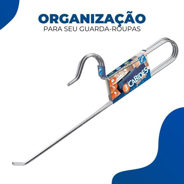 Imagem de Kit 3 Cabides para Calça Resistente Aço Cromado Arthi