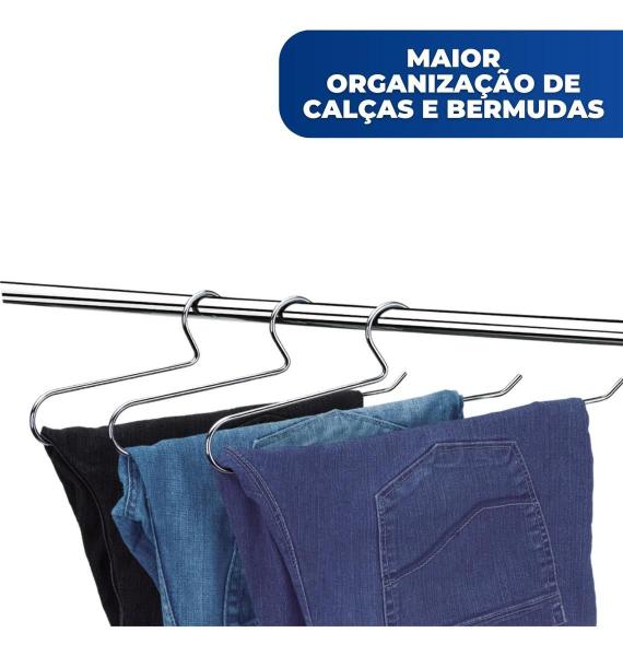 Imagem de Kit 3 Cabides para Calça Resistente Aço Cromado Arthi