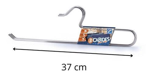 Imagem de Kit 3 Cabides Para Calça Shorts Saia Aço Inox Cabideiro Calceiro