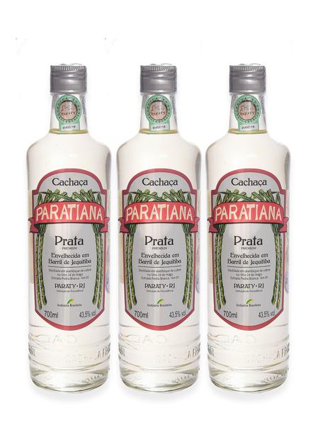 Imagem de Kit 3 Cachaça Prata Paratiana 700 ml Drink Casamento Pinga Clássica Barril Drink Pai Caipirinha Especial Caninha Tonel