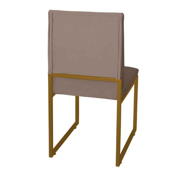 Imagem de Kit 3 Cadeira de Jantar Escritorio Industrial Garden Ferro Dourado Suede Cappuccino - Móveis Mafer