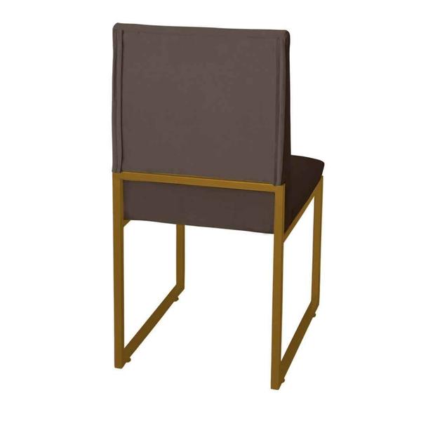 Imagem de Kit 3 Cadeira de Jantar Escritorio Industrial Garden Ferro Dourado Suede Marrom - Móveis Mafer