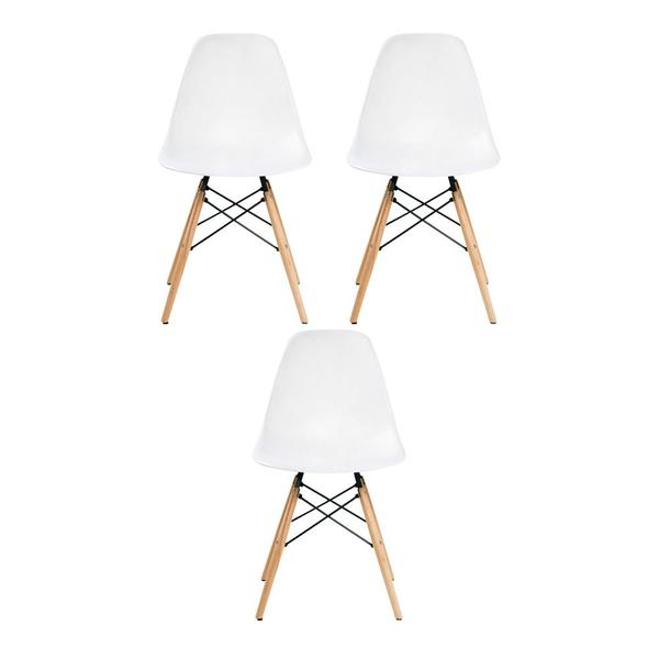 Imagem de KIT 3 Cadeira Decorativa para Sala e Cozinha Garabit Branco G04 - Gran Belo