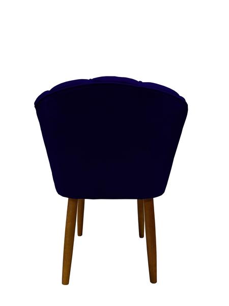 Imagem de Kit 3 Cadeiras de Jantar Estofada Pétala Tecido Suede Azul Marinho Pés Palito Kimi Decor