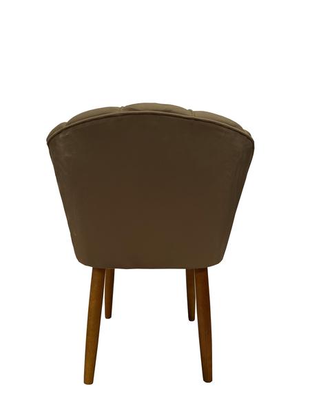 Imagem de Kit 3 Cadeiras de Jantar Estofada Pétala Tecido Suede Capuccino Pés Palito Kimi Design