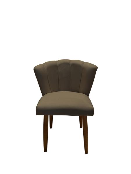 Imagem de Kit 3 Cadeiras de Jantar Estofada Pétala Tecido Suede Capuccino Pés Palito Kimi Design