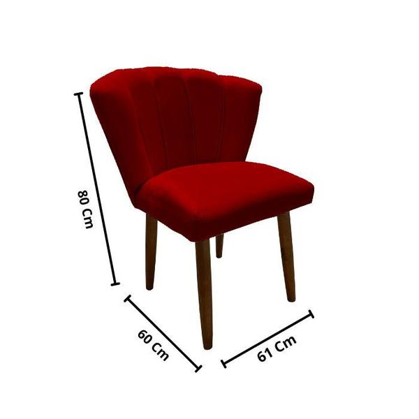 Imagem de Kit 3 Cadeiras de Jantar Estofada Pétala Tecido Veludo Vermelho Pés Palito Kimi Design