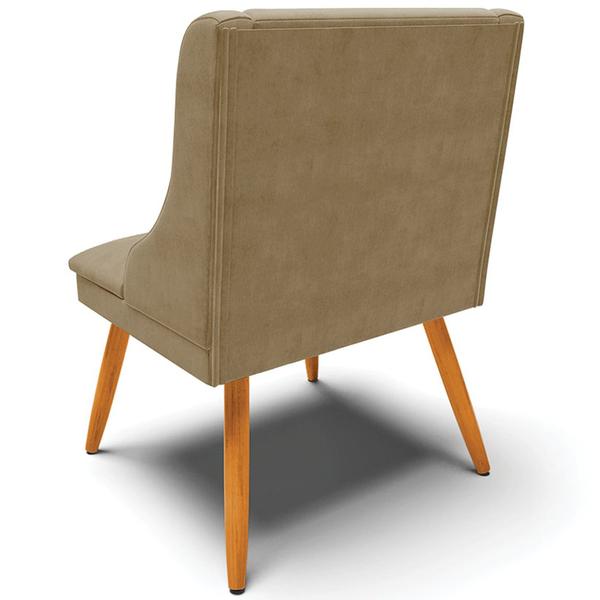 Imagem de Kit 3 Cadeiras Decorativas Sala de Jantar Pés Palito de Madeira Firenze Suede Nude/Natural G19 - Gran Belo