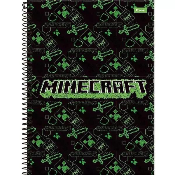 Imagem de Kit 3 Cadernos Minecraft 96 Folha Espiral Minecraft - Foroni