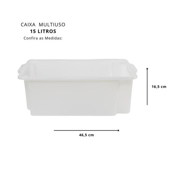 Imagem de Kit 3 Caixa/Bandeja Multiuso 15L Organizador Plástico Alimento Açougue Sem Tampa