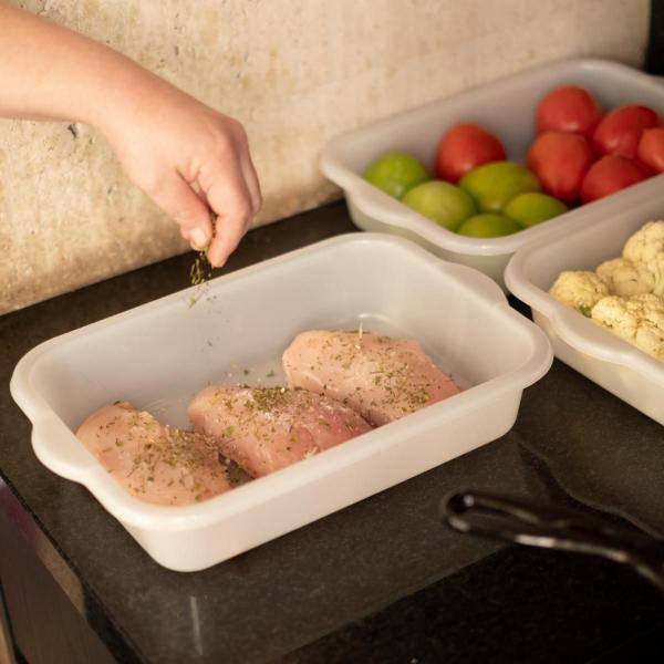 Imagem de Kit 3 Caixa / Bandeja Plástica 3,5L Multiuso Frigorífico Cozinha Sem Tampa