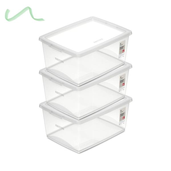 Imagem de Kit 3 Caixa Organizadora 30l Ordene Design Moderno Cristal