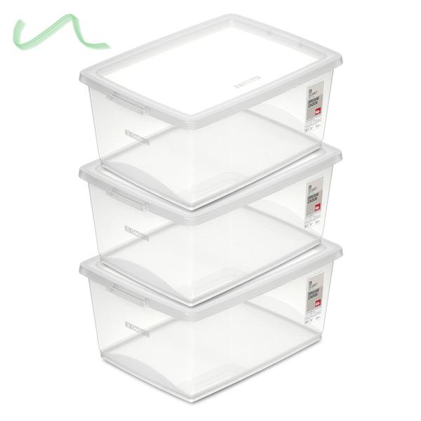 Imagem de Kit 3 Caixa Organizadora 60l Ordene Design Moderno Cristal