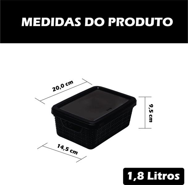 Imagem de Kit 3 Caixa Organizadora Com Tampa Multiuso 1,8 Litros Reforçada Jaguar Banheiro Geladeira Armario Cozinha