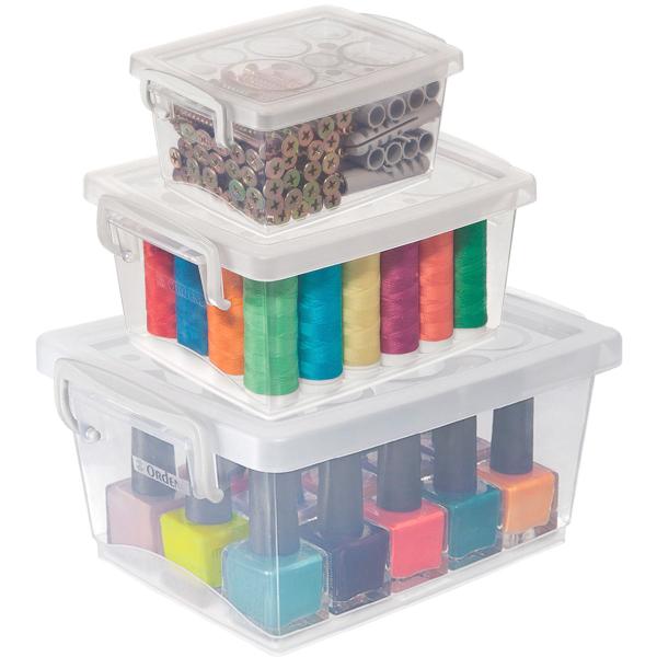 kit 3 Caixa Organizadora Tampa com Trava 1,5 lt 650ml 400ml Pote Multiuso Empilhável Plástico Ordene Imagem de kit 3 Caixa Organizadora Tampa com Trava 1,5 lt 650ml 400ml Pote Multiuso Empilhável Plástico Ordene